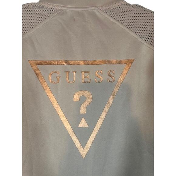 Guess Pink & Rose Gold Logo Long Sleeve Mock Neck Full Zip Jacket Women Sz M - Picture 9 of 12